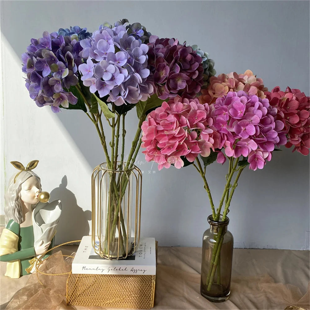 Artificial Flowers Cheap Silk Hydrangea Bride Bouquet Wedding New Year Decoration Home Accessories for Vase Plants Arrangement