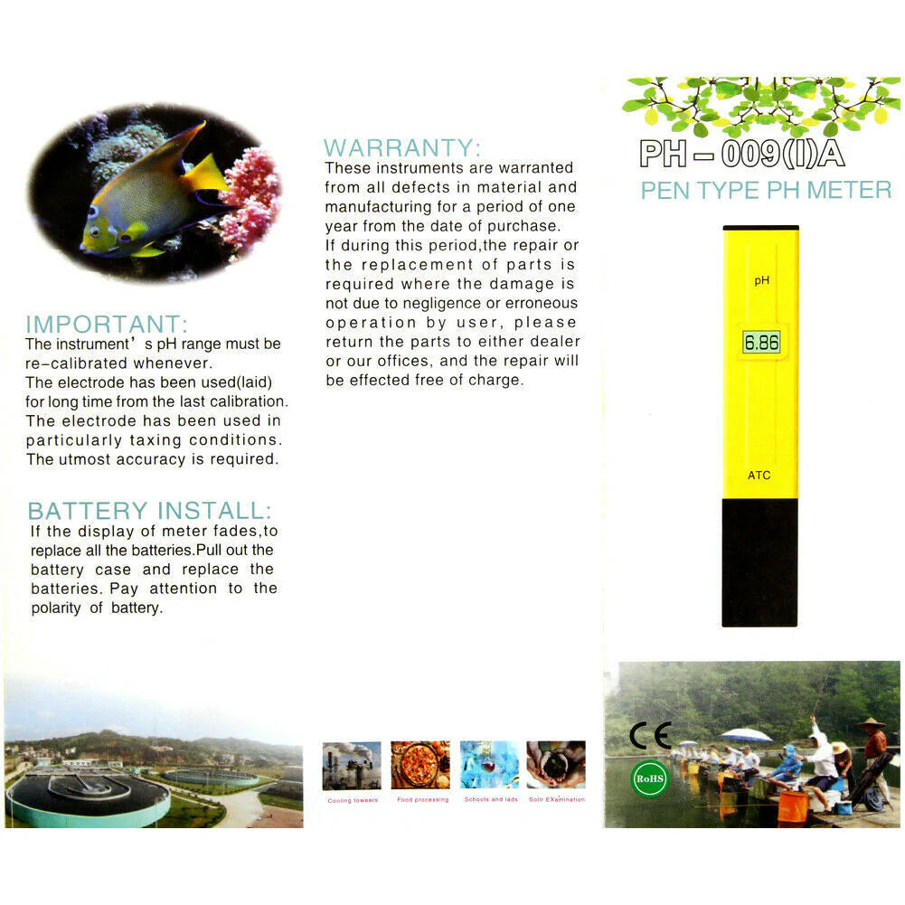 Misuratore digitale di pH portatile – tester LCD per acqua, idroponica, acquari e laboratori domestici - Digital pH Meter – LCD Water Tester for Hydroponics, Aquariums and Home Labs