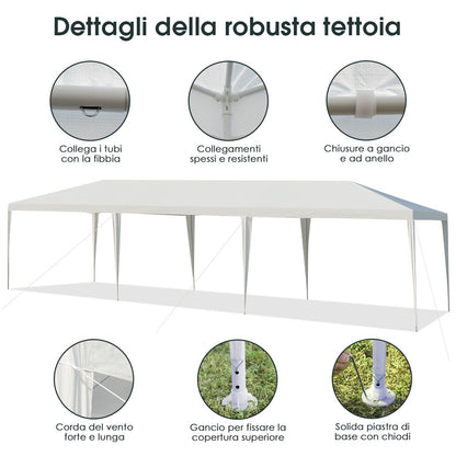 Gazebo Impermeabile da esterno 3X9 m. Tenda per Eventi