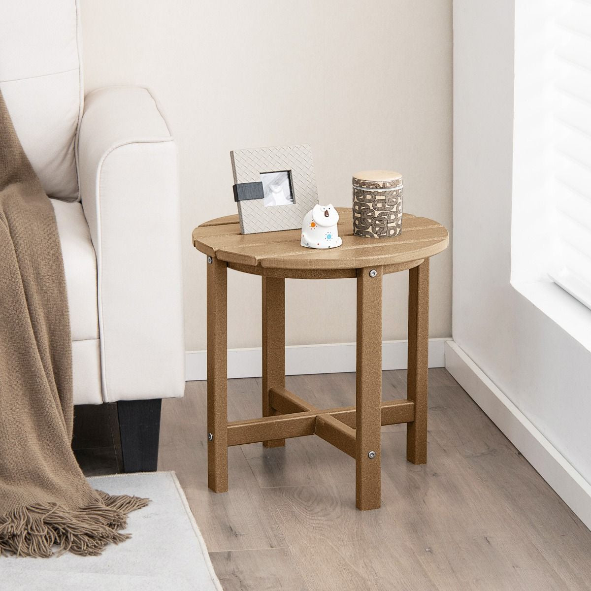 Tavolino Rotondo Da Esterno per Patio Portico, Tavolo Adirondack in HDPE Resistente Alle Intemperie