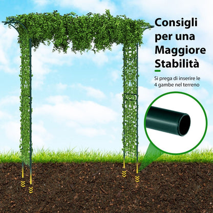 Arco Da Giardino 205Cm Decorativo per Prato, Metallo per Piante Rampicanti Da Giardino Pesante 2 Colori