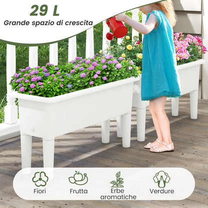 Set di 2 vasi rialzati da giardino con gambe rimovibili e sistema di drenaggio – design autoirrigante in due colori 