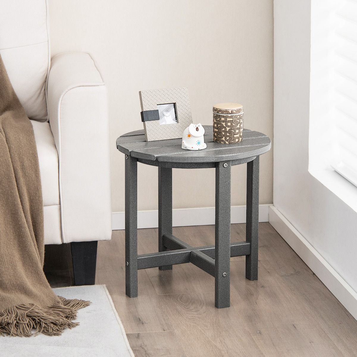 Tavolino Rotondo Da Esterno per Patio Portico, Tavolo Adirondack in HDPE Resistente Alle Intemperie