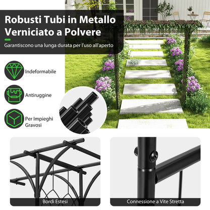 Arco Da Giardino 205Cm Decorativo per Prato, Metallo per Piante Rampicanti Da Giardino Pesante 2 Colori