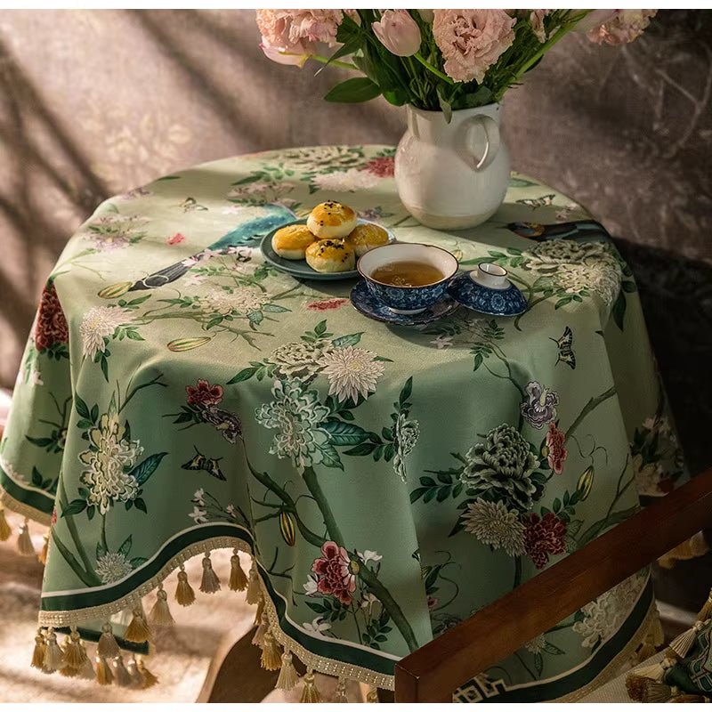 Tovaglia in velluto “British Garden” – eleganza primaverile per tavole da pranzo, matrimoni e feste estive