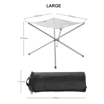 Braciere pieghevole in acciaio inox con rete – perfetto per giardino, campeggio e barbecue all’aperto - Foldable Stainless Steel Fire Pit with Mesh – Ideal for Garden, Camping and Outdoor BBQs