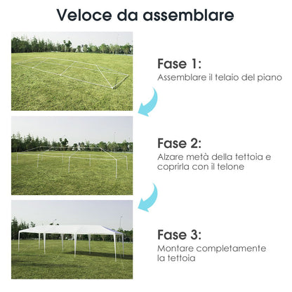 Gazebo Impermeabile da esterno 3X9 m. Tenda per Eventi