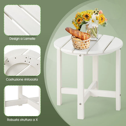 Tavolino Rotondo Da Esterno per Patio Portico, Tavolo Adirondack in HDPE Resistente Alle Intemperie