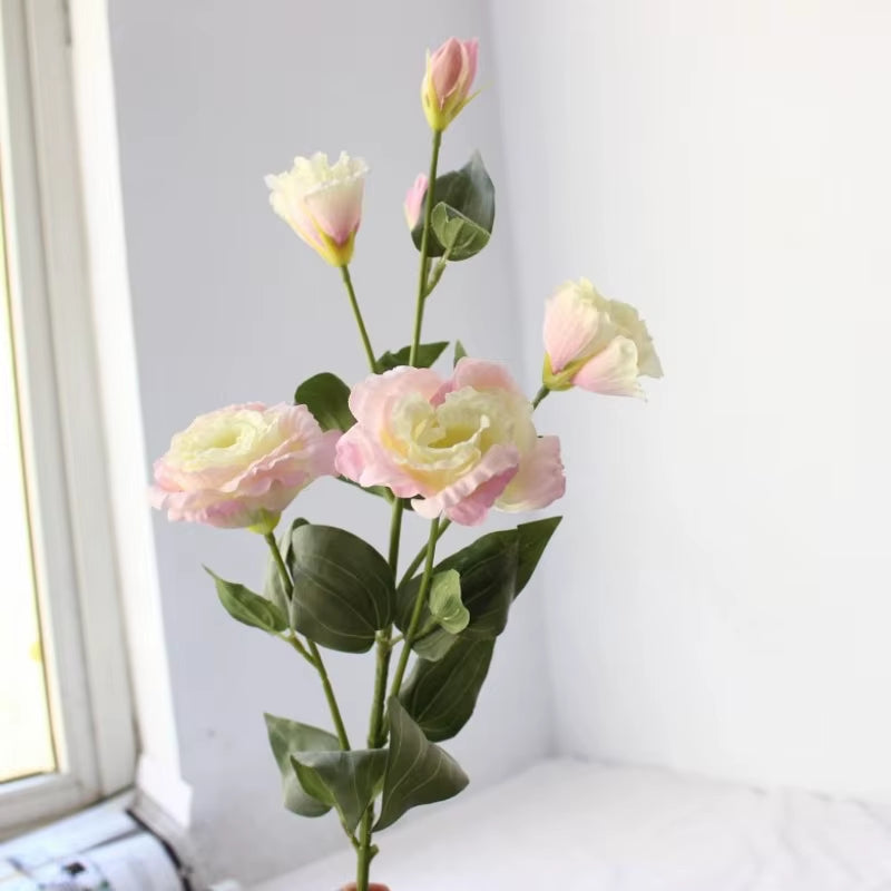 6 Heads/Bouquet Eustoma Artificial Silk Flowers Home Window Balcony Accessory Decoration Fake Floral Photography Backdrop Gifts