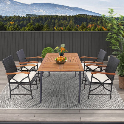 Set Di 2 Sedie in Vimini per Patio Con Cuscino Struttura in Metallo, Sedie in Rattan in PE per Esterni Beige