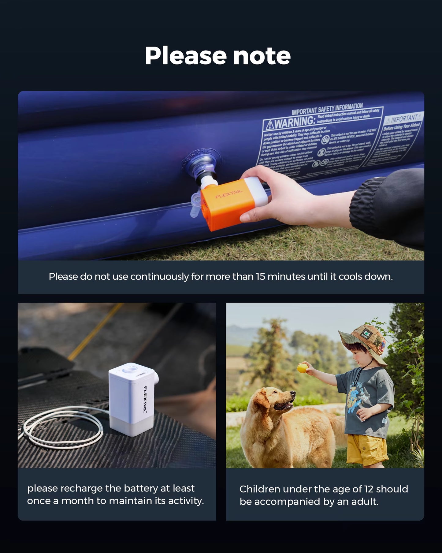 FLEXTAIL MAX PUMP 2 Plus – Pompa ad aria elettrica con doppio livello di pressione, con luce da campeggio e funzione di power bank d’emergenza, batteria da 4800 mAh.