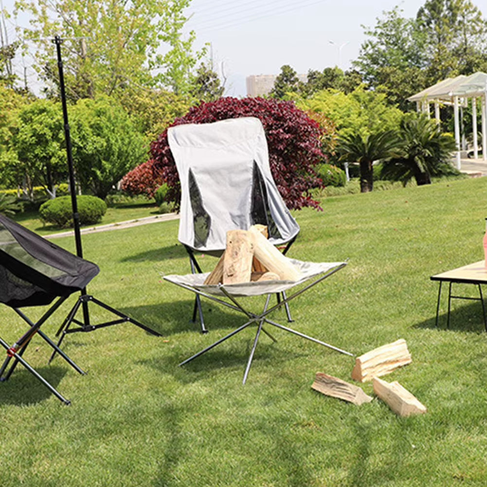 Braciere pieghevole in acciaio inox con rete – perfetto per giardino, campeggio e barbecue all’aperto - Foldable Stainless Steel Fire Pit with Mesh – Ideal for Garden, Camping and Outdoor BBQs