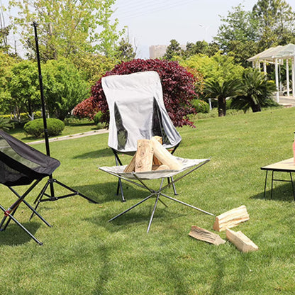 Braciere pieghevole in acciaio inox con rete – perfetto per giardino, campeggio e barbecue all’aperto - Foldable Stainless Steel Fire Pit with Mesh – Ideal for Garden, Camping and Outdoor BBQs