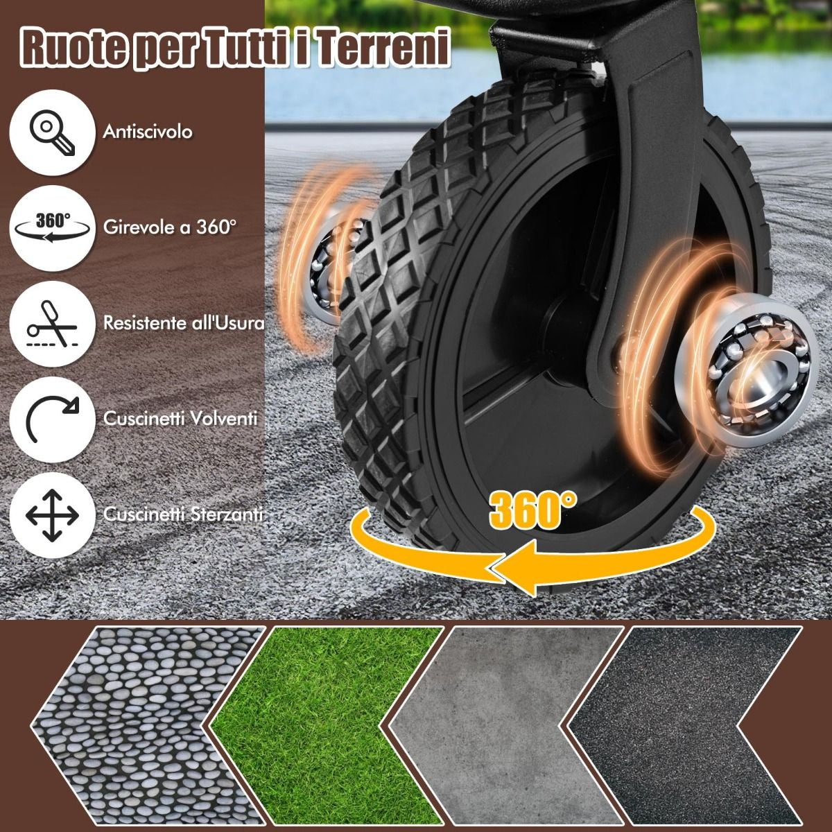 Carrello Da Giardino Pieghevole Con Manubrio Regolabile Portabottiglie Tasca Portaoggetti, Carrello Da Campeggio 2 Colori