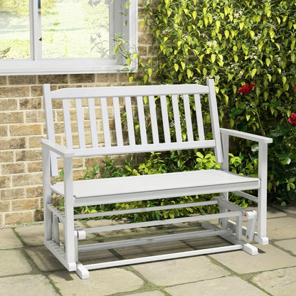 Panca a dondolo da esterno in legno massello – seduta a due posti con delicato movimento oscillante e finitura bianca - Outdoor Solid Wood Glider Bench – Two-Seater Rocking Loveseat with Gentle Swing Motion and White Finish