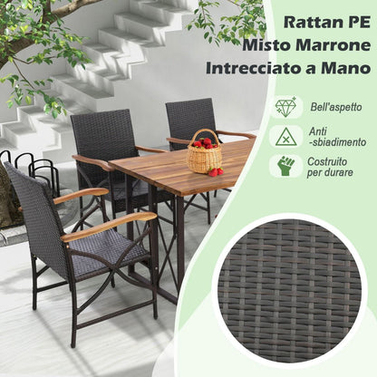 Set Di 2 Sedie in Vimini per Patio Con Cuscino Struttura in Metallo, Sedie in Rattan in PE per Esterni Beige