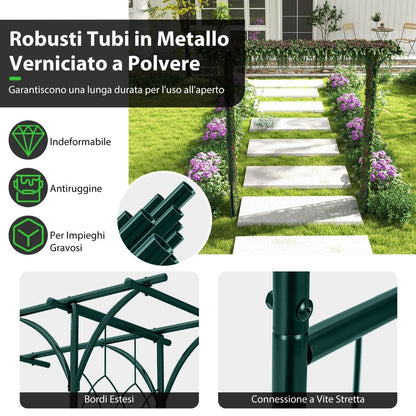 Arco Da Giardino 205Cm Decorativo per Prato, Metallo per Piante Rampicanti Da Giardino Pesante 2 Colori