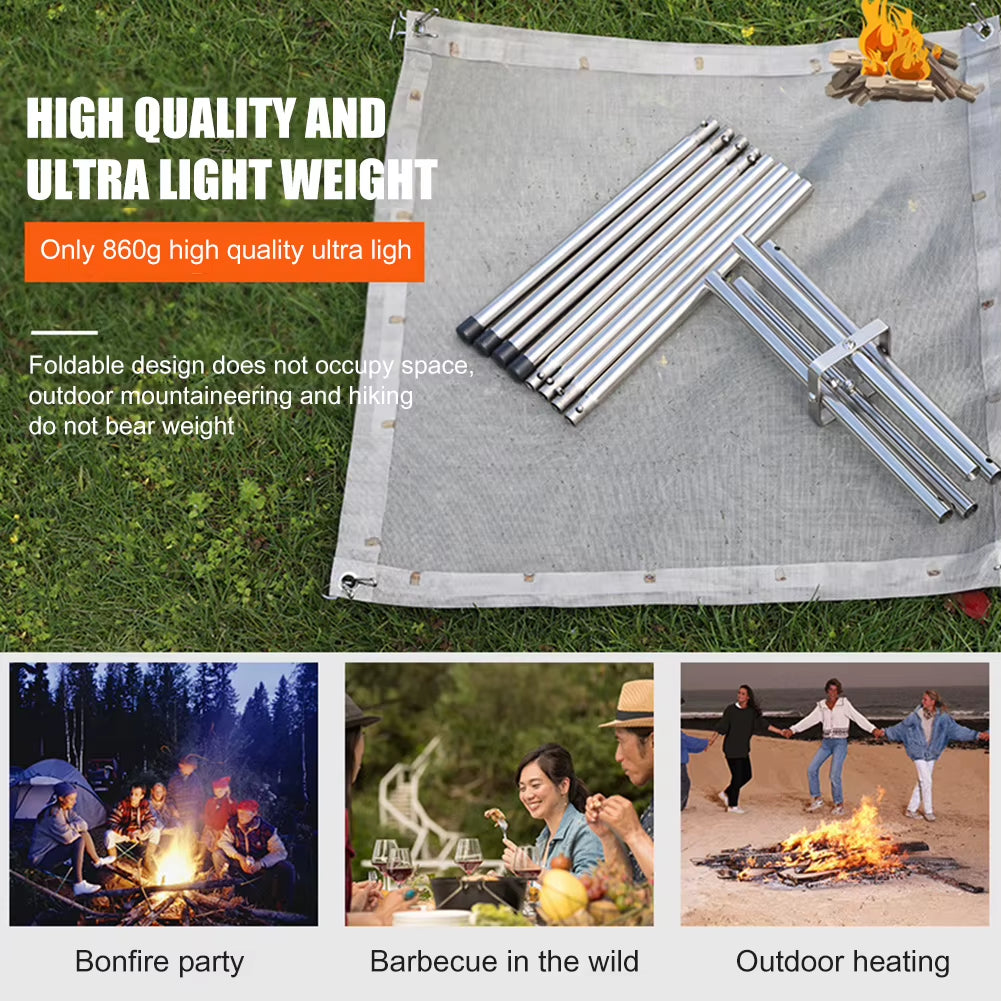 Braciere pieghevole in acciaio inox con rete – perfetto per giardino, campeggio e barbecue all’aperto - Foldable Stainless Steel Fire Pit with Mesh – Ideal for Garden, Camping and Outdoor BBQs