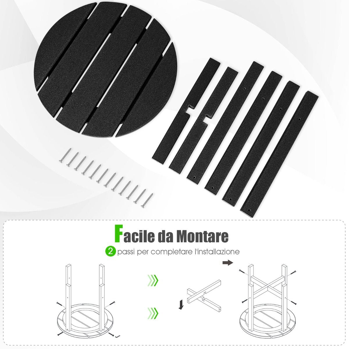 Tavolino Rotondo Da Esterno per Patio Portico, Tavolo Adirondack in HDPE Resistente Alle Intemperie