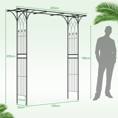 Arco Da Giardino 205Cm Decorativo per Prato, Metallo per Piante Rampicanti Da Giardino Pesante 2 Colori