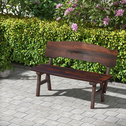 Panchina da giardino in legno di abete con schienale inclinato – seduta a 2 posti, robusta e confortevole (325 kg) - Outdoor Fir Wood Garden Bench with Inclined Backrest – Two-Seater, Sturdy and Comfortable (325 kg Load Capacity)