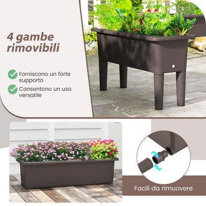 Set di 2 vasi rialzati da giardino con gambe rimovibili e sistema di drenaggio – design autoirrigante in due colori 