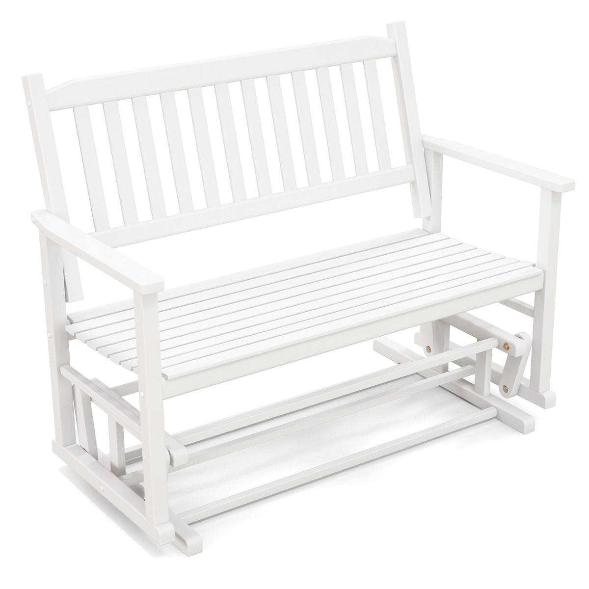 Panca a dondolo da esterno in legno massello – seduta a due posti con delicato movimento oscillante e finitura bianca - Outdoor Solid Wood Glider Bench – Two-Seater Rocking Loveseat with Gentle Swing Motion and White Finish