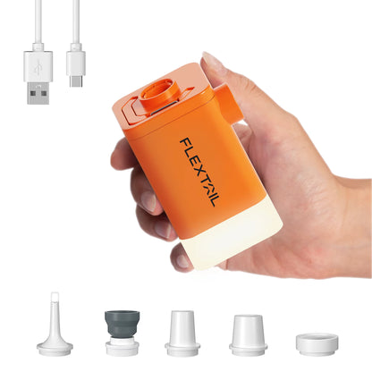FLEXTAIL MAX PUMP 2 Plus – Pompa ad aria elettrica con doppio livello di pressione, con luce da campeggio e funzione di power bank d’emergenza, batteria da 4800 mAh.