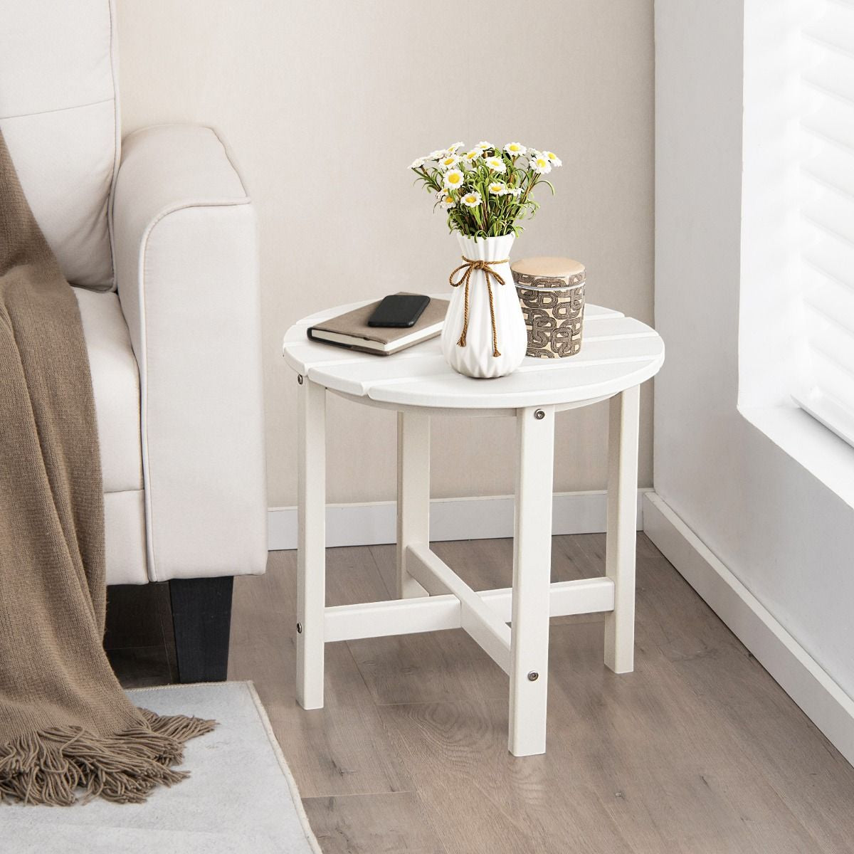 Tavolino Rotondo Da Esterno per Patio Portico, Tavolo Adirondack in HDPE Resistente Alle Intemperie