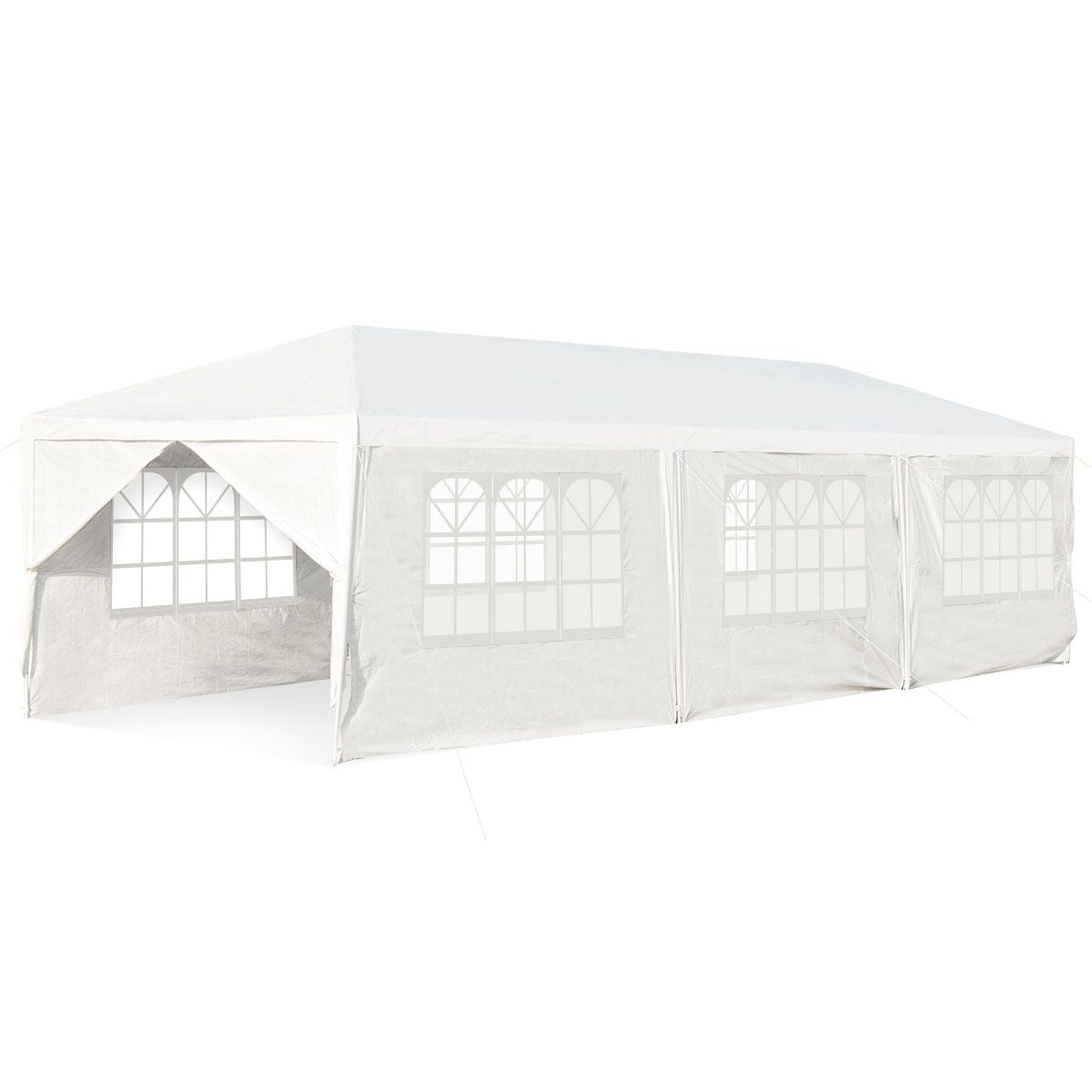Gazebo Impermeabile 3 X 9 M Con Pali Resistenti, Pergola per Matrimonio Eventi in Spiaggia Barbecue, Bianco
