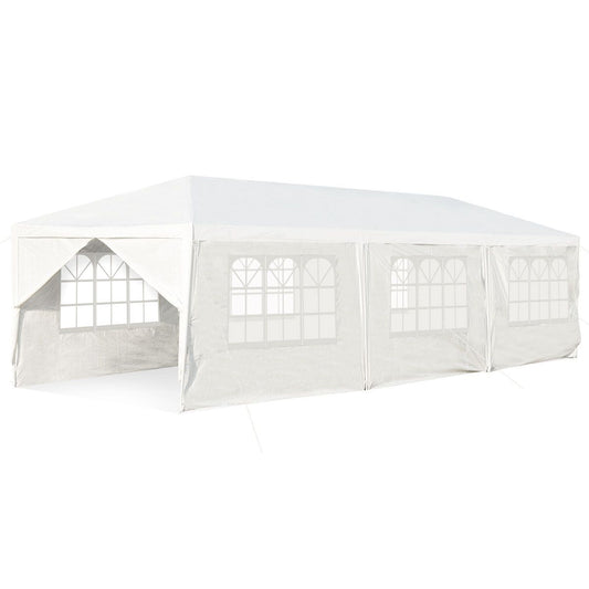 Gazebo Impermeabile 3 X 9 M Con Pali Resistenti, Pergola per Matrimonio Eventi in Spiaggia Barbecue, Bianco
