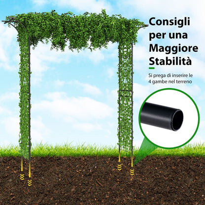 Arco Da Giardino 205Cm Decorativo per Prato, Metallo per Piante Rampicanti Da Giardino Pesante 2 Colori