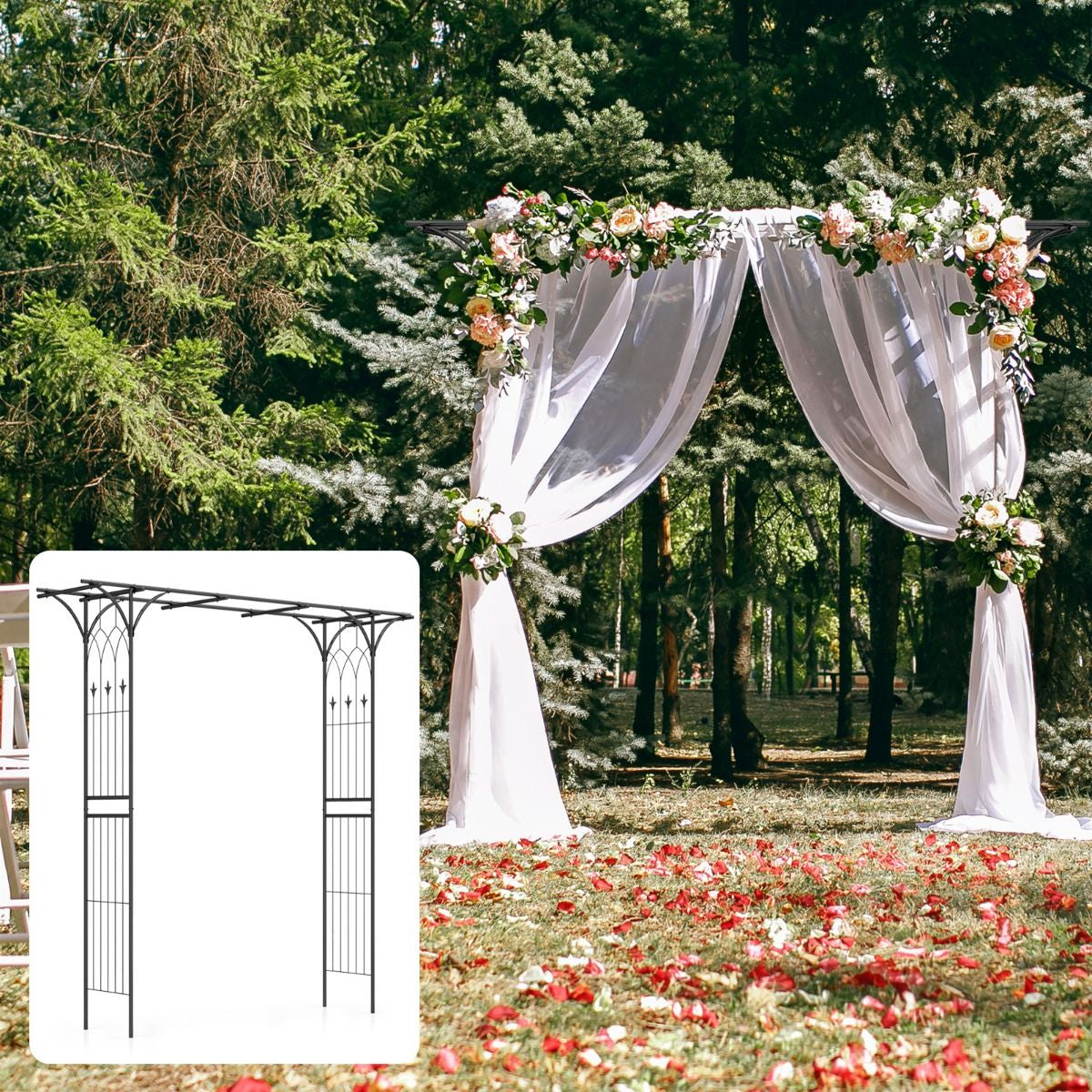Arco Da Giardino 205Cm Decorativo per Prato, Metallo per Piante Rampicanti Da Giardino Pesante 2 Colori
