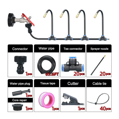 5M-20M Greenhouse Drip Irrigation Kit 360° Curved Garden Automatic Irrigation System Patio Misting Plant Watering Distribution